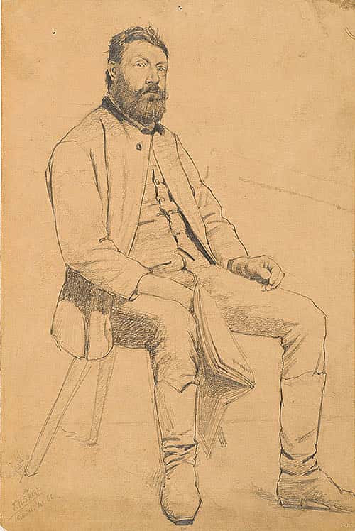 Man Seated on Stool